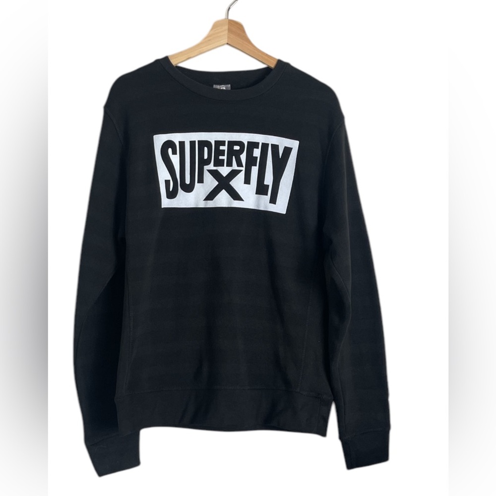 Vintage SuperFly X Sweatshirt Men L Black  Crew‎ Neck Sweater Y2K